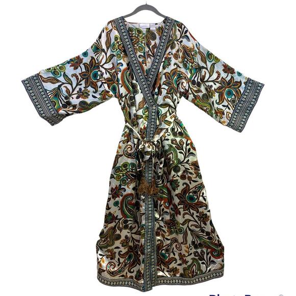 Soft Surroundings Fall Colors Boho Paisley Damask Maxi Kimono Robe Medium - Picture 5 of 7
